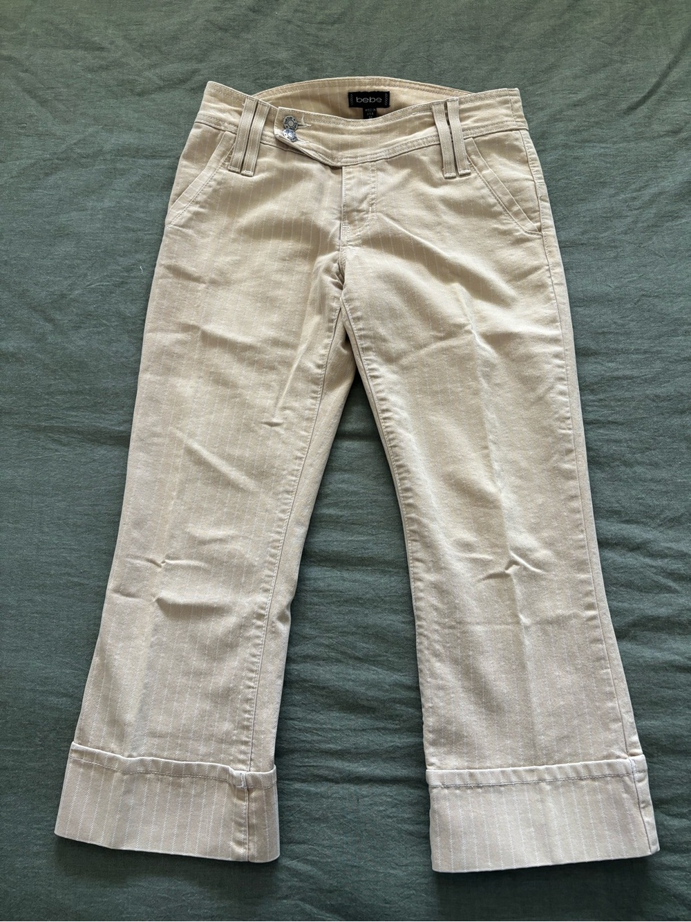 Vintage Y2K bebe Women's Cream Pinstripe Jeans